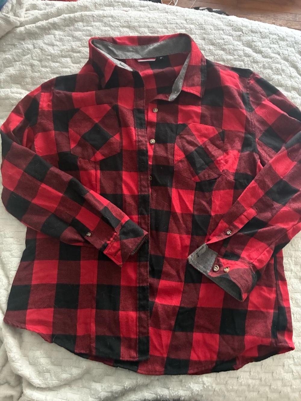 Red and Black Buffalo Plaid Button-Up Shirt